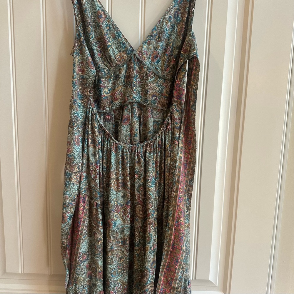 Bohemian Paisley Maxi Dress in Green and Rust - Picture 4 of 8
